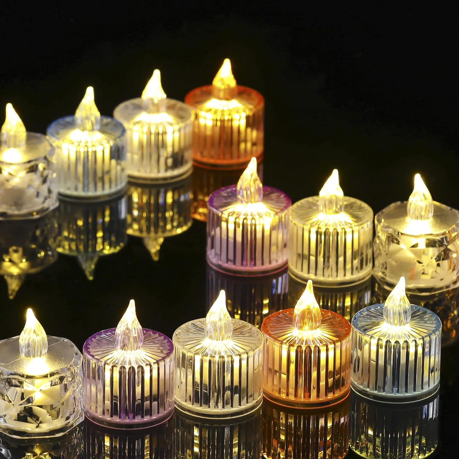 12 Pcs Flameless and Smokeless Decorative Acrylic Candles Transparent Led Tea Light Candle for Gifting, House, Diwali, Christmas, Festival, Events Decor Candles 12 Pcs Flameless and Smokeless Decorative Acrylic Candles Transparent Led Tea Light Candle for Gifting, House, Diwali, Christmas, Festival, Events Decor Candles